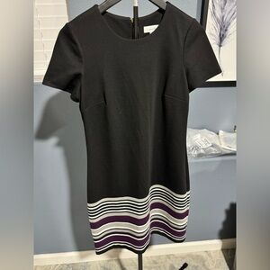 Calvin Klein Black Dress with Purple and White Stripes
